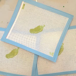 Hot pepperoncini pepper hand painted needlepoint canvas (2in x 2in);  bag charm; boat tote patch; beginner needlepoint project; easy stitch