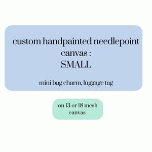 Custom hand painted needlepoint canvas, personalized canvas 2x 3 in for self finishing project, luggage tag for easy beginner