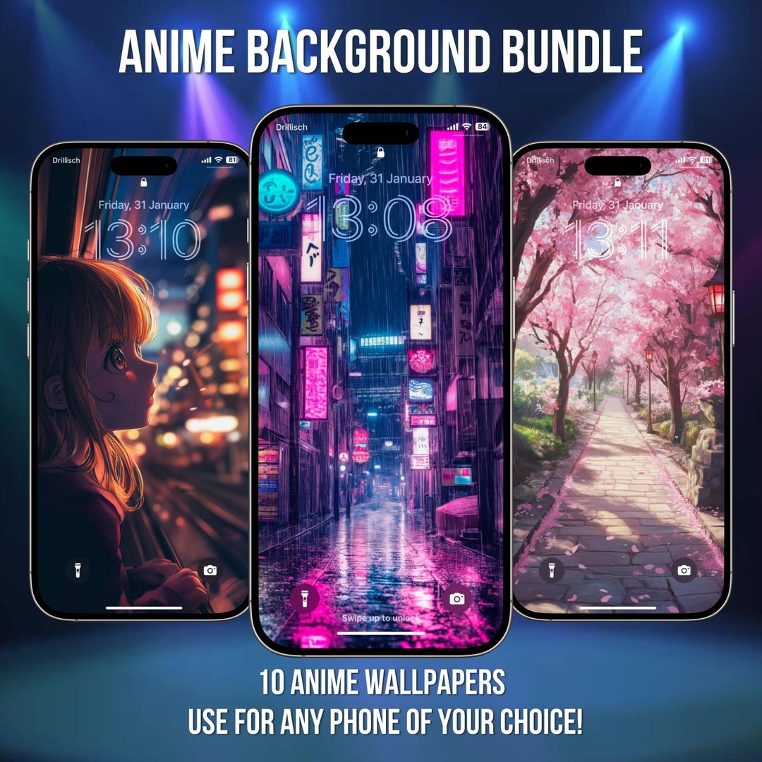 Anime Phone Wallpaper Bundle, Japanese Backgrounds, Vibrant Designs ...