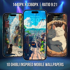 10 Cute Studio Ghibli Inspired Mobile Wallpapers, IPhone & Android Background, Anime Wallpaper Lofi Wallpaper, Japanese Anime Wallpaper