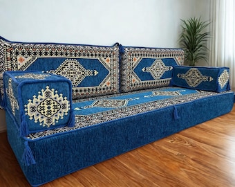 Arabic Floor Sofa Loveseats | Home Decor Sofa | 8 Inch Washable Majlis Seating | Ottoman Floor Couch | Custom Made | FREE Express Shipping