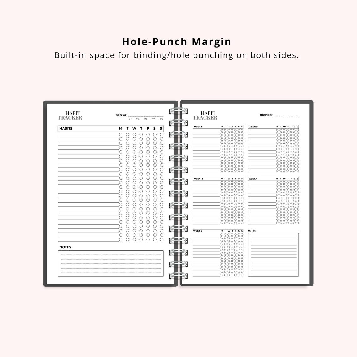 Monthly Habit Tracker Printable, Minimalist Layout PDF, A4 A5 Letter ...