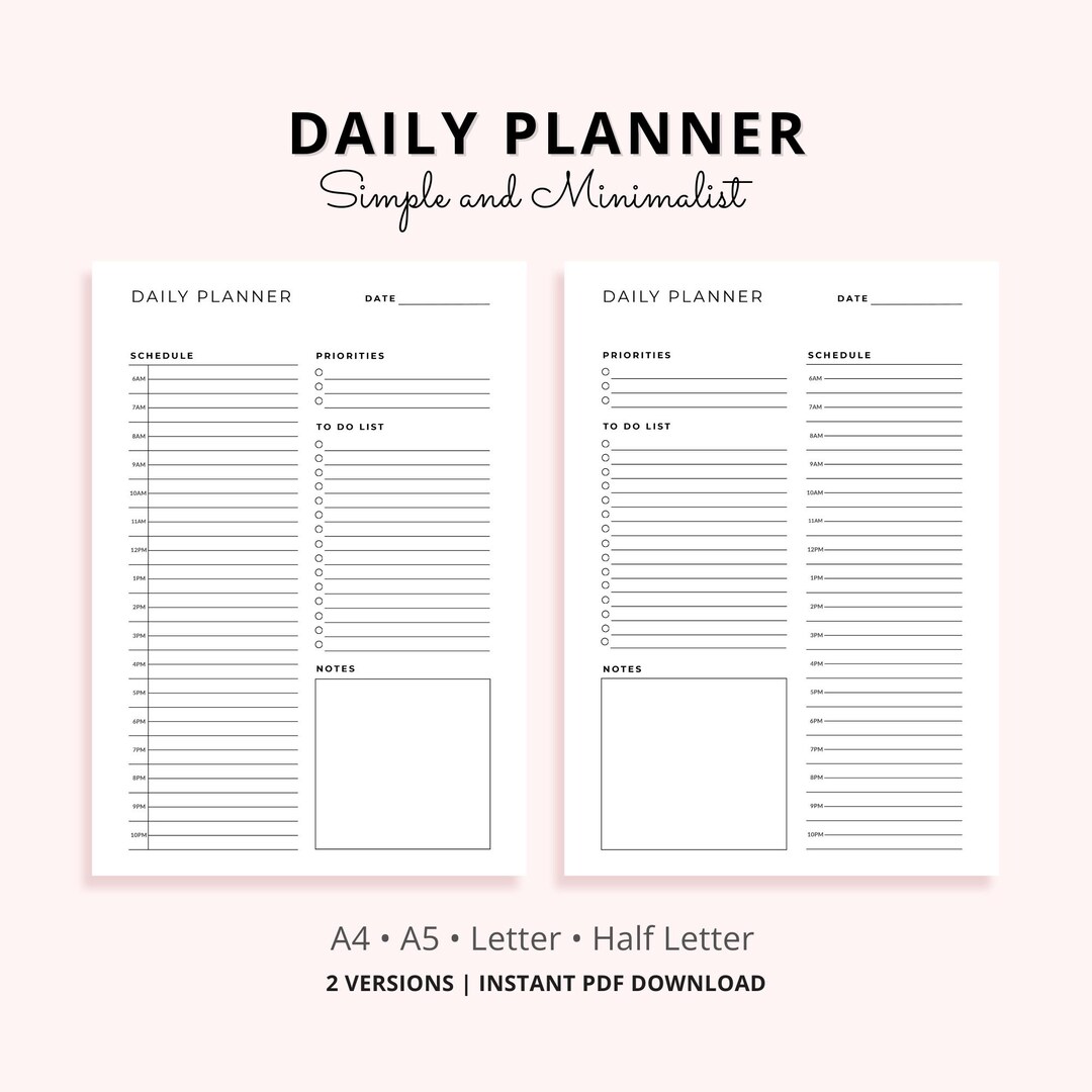 Minimalist Daily Planner Printable for Busy Moms, To-do List, A4 A5 ...