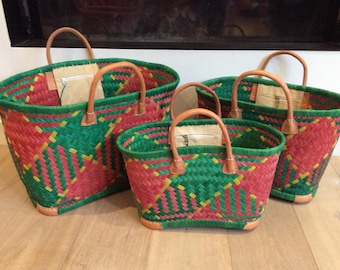 bozaka shopping basket 4 leather corners