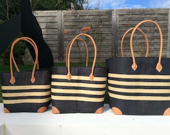 penjy shopping basket lined with rabane 4 leather corners