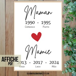 Gepersonaliseerde poster - Speciaal Moederdagcadeau Emotie om te geven - Uniek souvenir om af te drukken - Zacht en modern ontwerp
