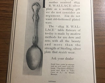 R Wallace and Sons MFG Co 1835 silverplate ad Wallingford Connecticut. Silverware 1906