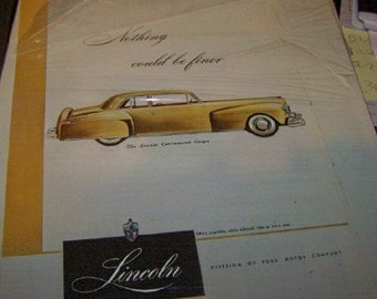 1947 Lincoln Continental Coupe original color ad