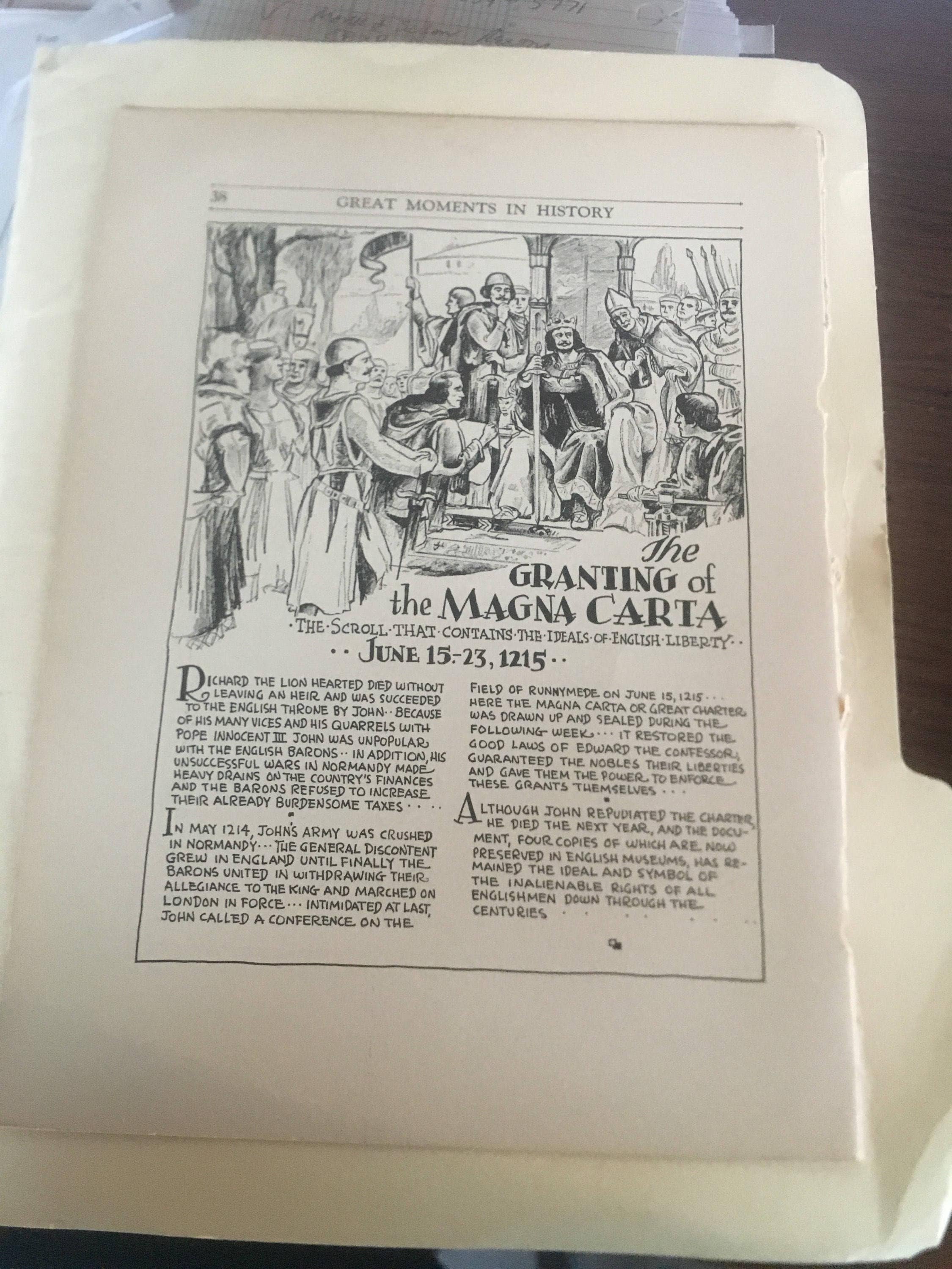 Illusion Fugtighed jeans The Granting of the Magna Carta. 1933 Book Page History Print - Etsy