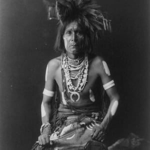 Hopi Snake Priest vintage image suitable for hanging.