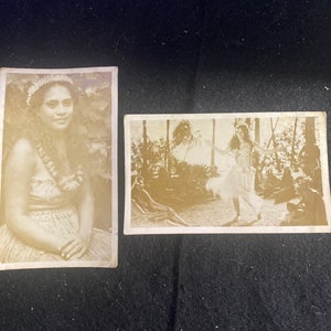 Vintage Polynesian islander dancer photos . Traditional dance. 2 for one money. Approx 2 1/2 x 4 1/2.