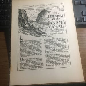 The opening of the Panama Canal 1914 1933 book page history print illustration . Art frameable history