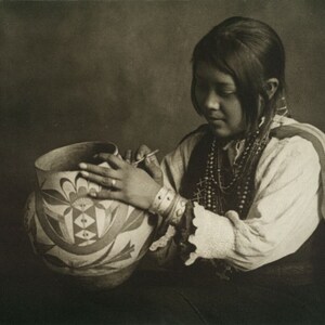 American Indians pottery girl Image 8 1/2 x 11 Image