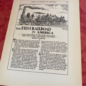 The first railroad in America book page art wall decor 7 x 10.