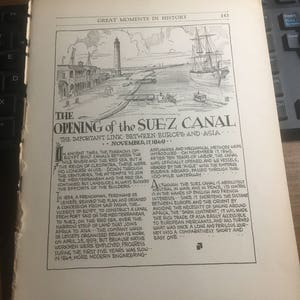 The opening of the Suez Canal 1869. 1933 book page history print illustration . Art frameable history