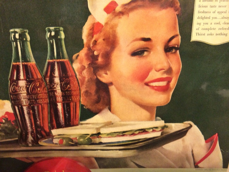 Coke Coca-Cola ad waitress WWII war time 1940 image 1