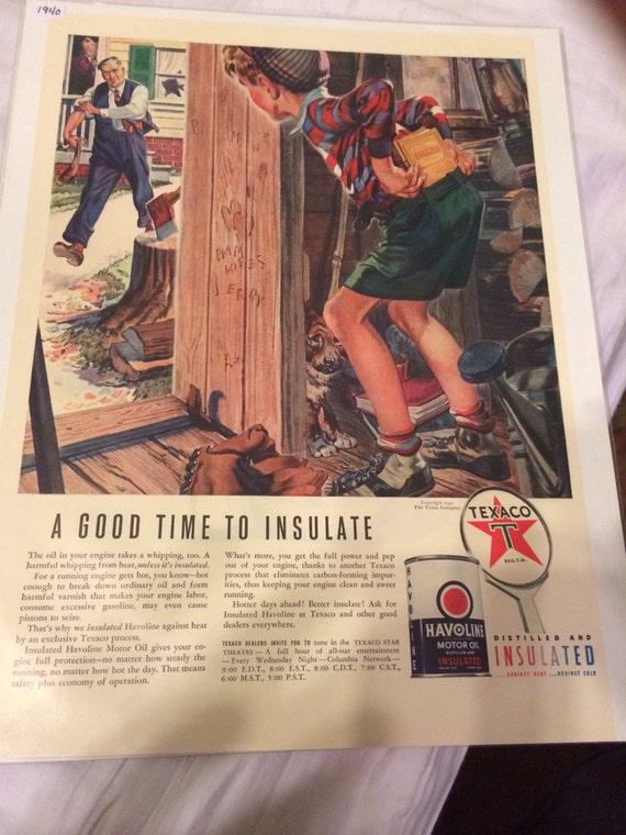 Texaco Dealers ad Dad whipping child wood shed 1940 Etsy