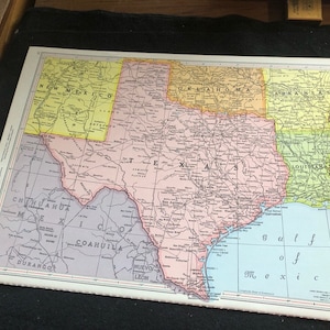 Map of South Central United States 20 x 14 approximate vintage 50s era original Texas