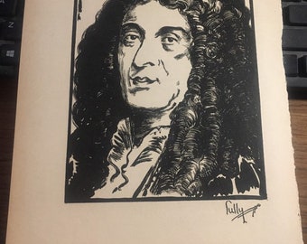 Jean Baptiste Lully Great Composer book page for framing 7 1/2 x 10 music