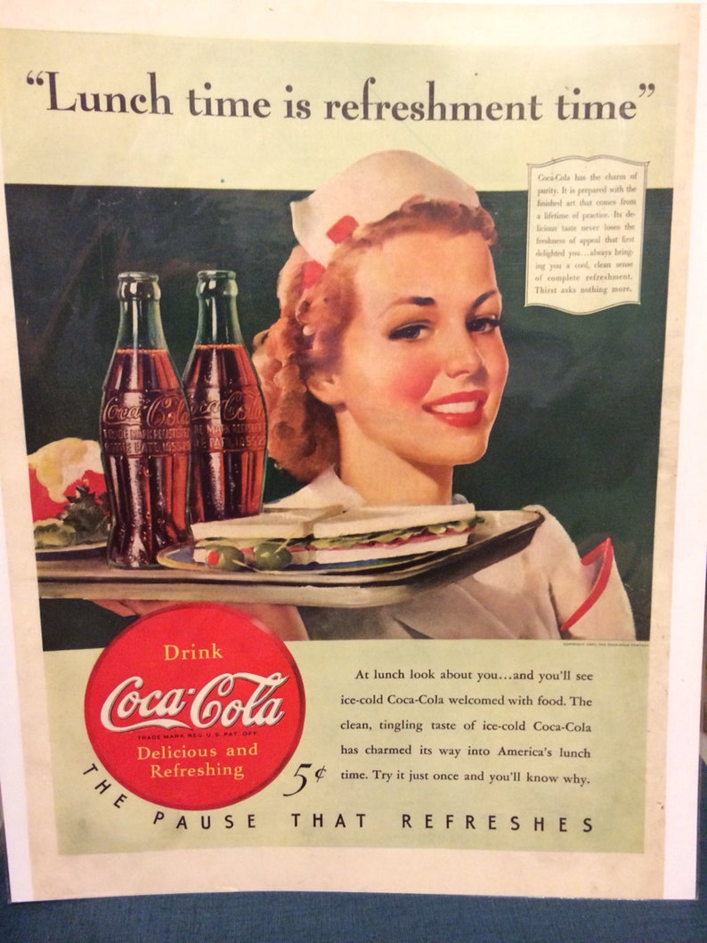 Coke Coca-Cola ad waitress WWII war time 1940 image 0