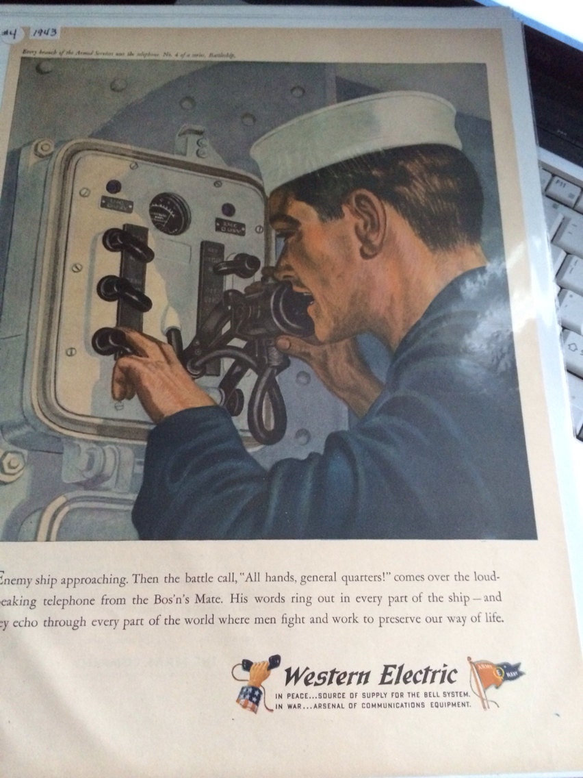 Western Electric WWII .paul Rubut Artist Military Ad 1943 - Etsy