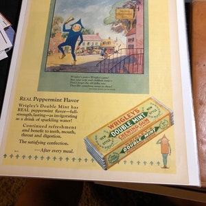 Wrigley's double mint gum ad circa 1927. Large color graphic 10 x 13 advertisement . Original