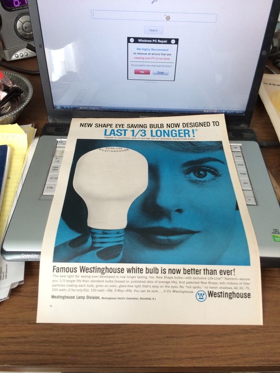 Circa 1962 Westinghouse White Bulb Ad 13 1 2 X 10 1 2 Etsy