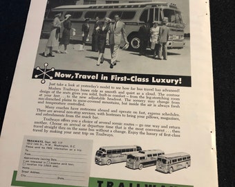 Trailways bus ad circa 1957