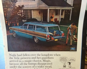 Ford station wagon 13 1/2 x 10 1/2 print ad. 1968