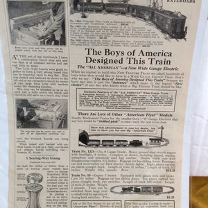 American Flyer electric and mechanical railroads ad circa 1925.