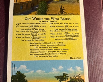 Where the west begins poem image postcard vintage