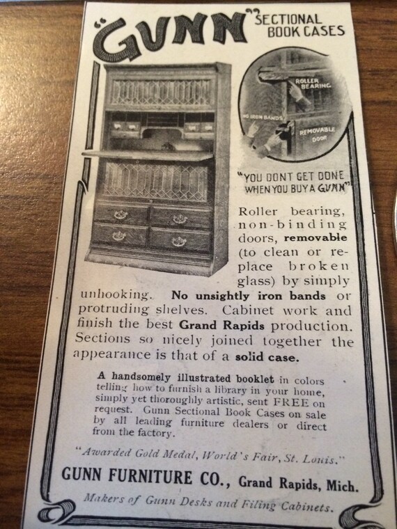 Gunn Sectional Book Cases Ad Circa 1905 Grand Rapids Etsy