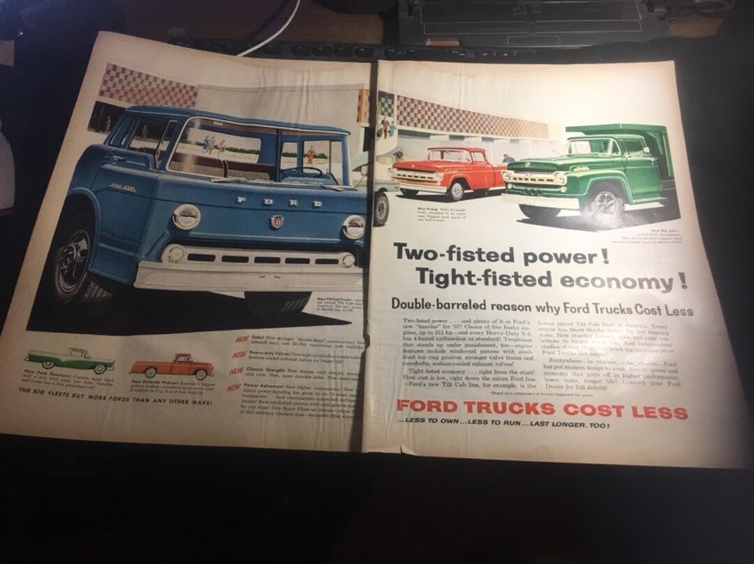 1957 Ford Truck Ad: Styleside Ranchero, Tilt Cab (two-page Original) - Etsy