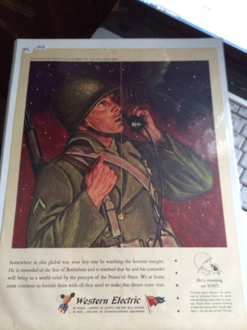 Western Electric WWII .paul Rubut Artist Military Ad 1943 - Etsy