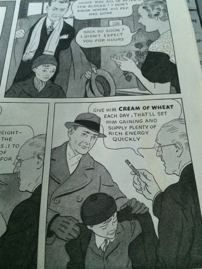 Creme of wheat cartoon ad circa 1934. 13 1/2 x 10 1/2 pribt ad suitable for framing. Kitchen art. image 5