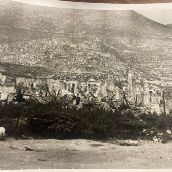 WWII Carthage Tunisia 5 x 7 shelled out city view North Africa 1940s, original photograph.