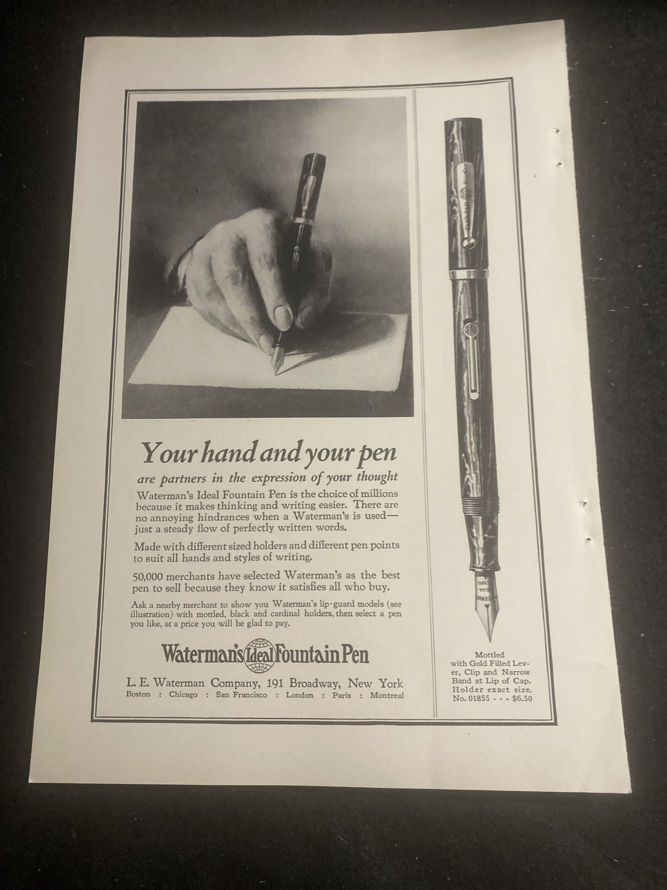 Waterman's ideal fountain pen ad circa 1920's original - Etsy 日本