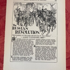 The Russian Revolution 1917 book page art 7 x 10