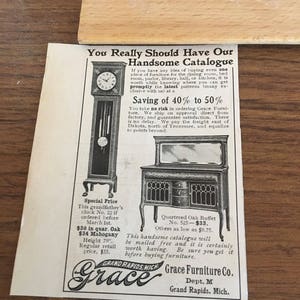 Grace Furniture Company ad circa 1905 Grand Rapids Michigan 2 1/2 x 4.