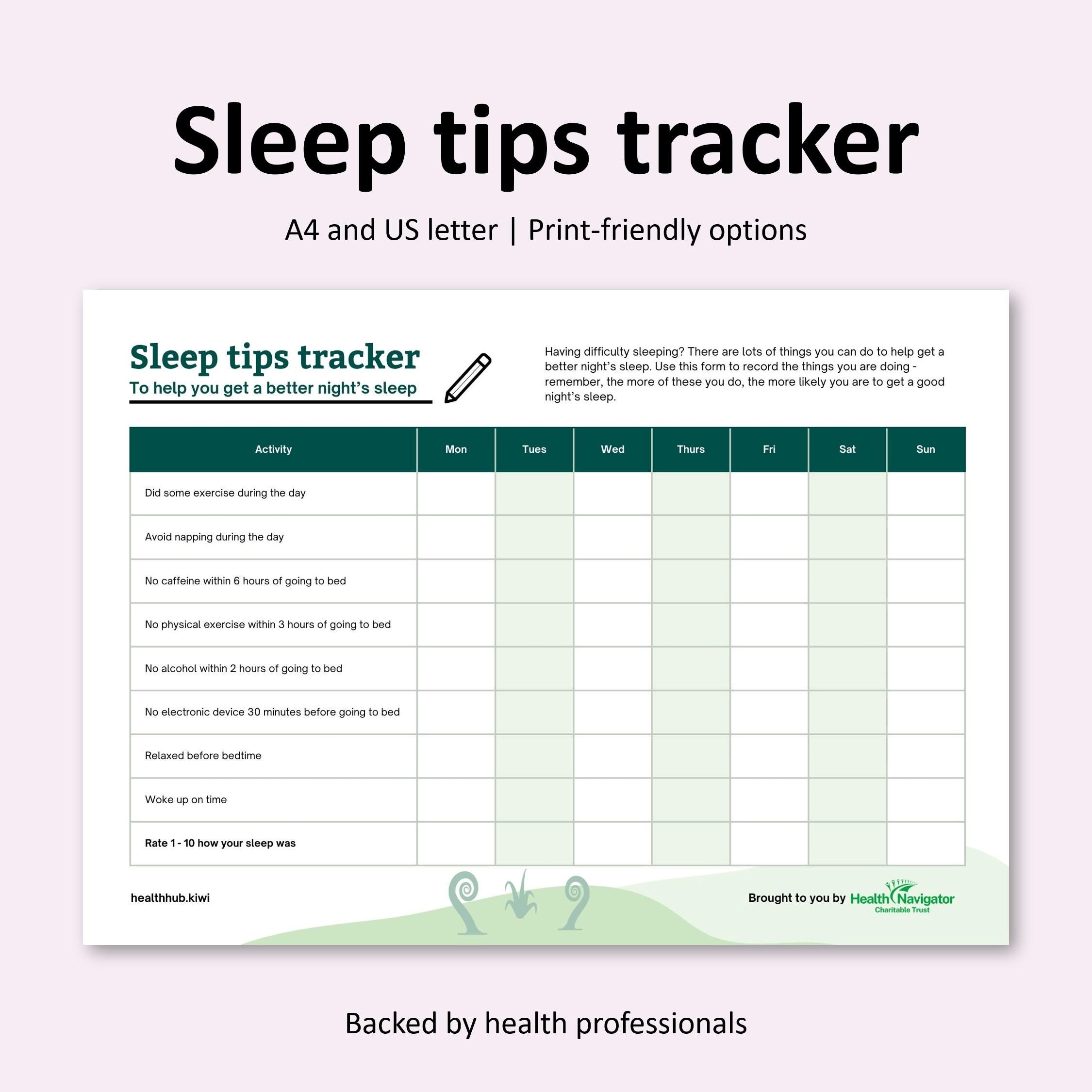 Sleep Tips Tracker | Printable | Sleep Journal | Daily Planner | Sleep ...