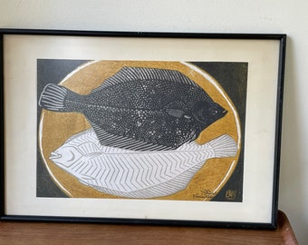 Vintage Japanese Original Woodblock Print "Karei" (1957) by Shiro Kasamatsu, Framed, Stamped, Shin Hanga,