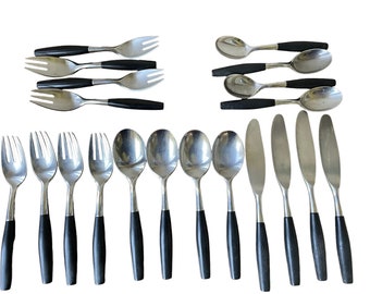 Rare Vintage Dansk Flatware Kongo (1954), Jens Quistgaard Design, Stainless, Made in Germany, Complete 20 pcs Set and More, Danish Modern