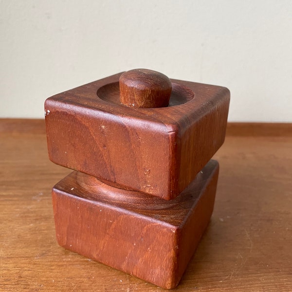 Vintage Dansk Designs Teak Peppermill "Double Cube" 824 by Jens Quistgaard, Collectible Pepper Mill, Salt Shaker