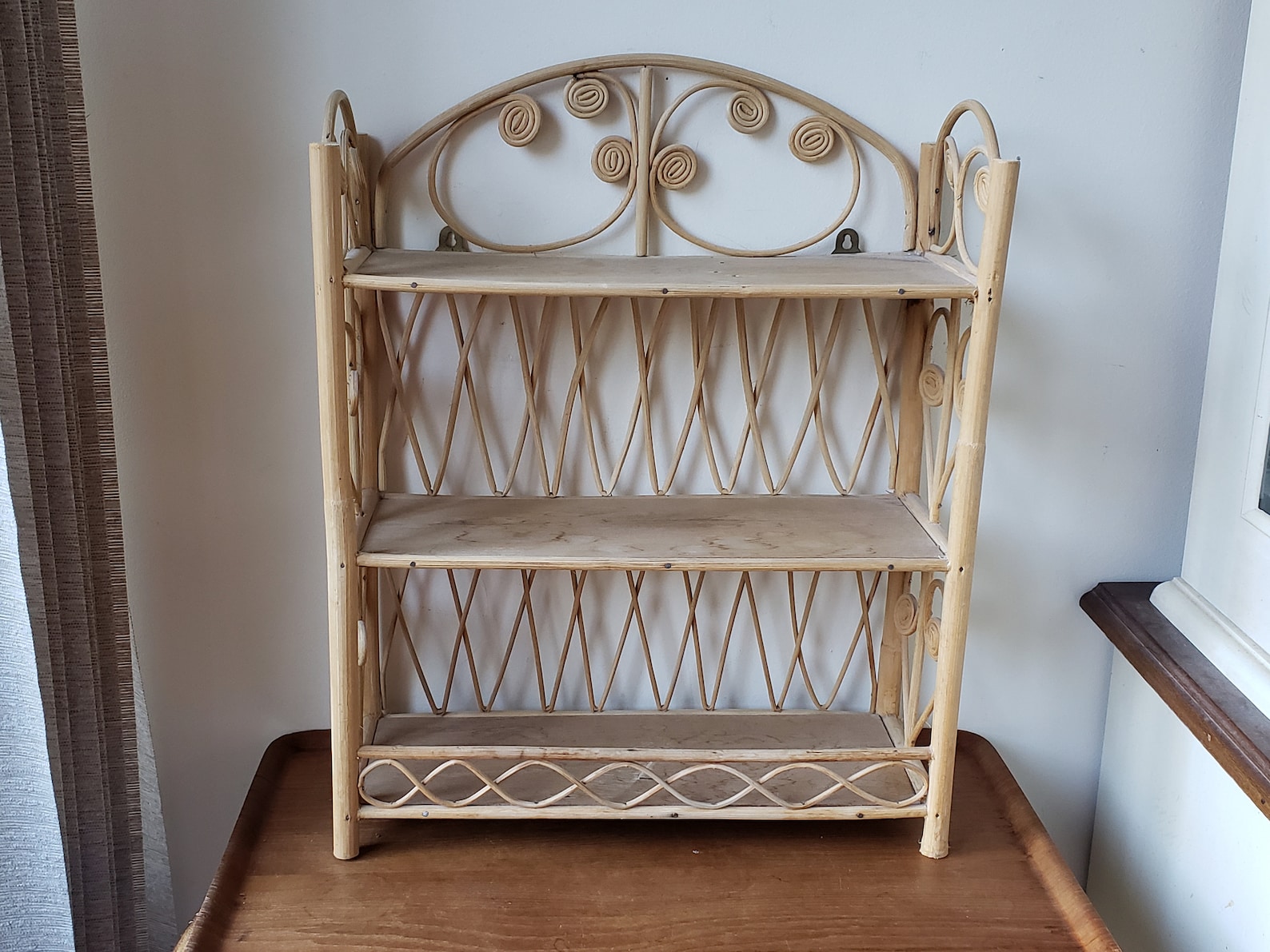 Rattan Wicker Wall Hanging Display Shelf Shelves Standing Etsy