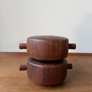 Vintage Dansk Designs Teak Peppermill Double Barrel 824 by Jens Quistgaard, Collectible Pepper Mill, Salt Shaker image 3