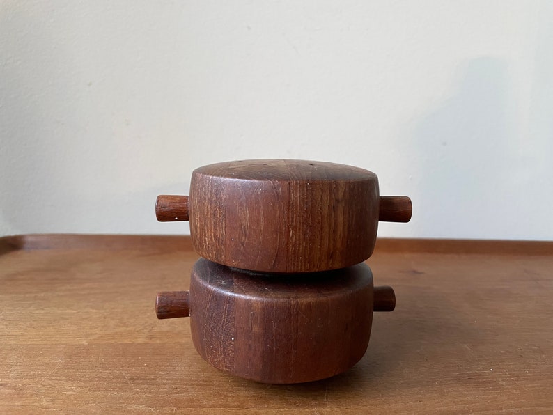 Vintage Dansk Designs Teak Peppermill Double Barrel 824 by Jens Quistgaard, Collectible Pepper Mill, Salt Shaker image 3