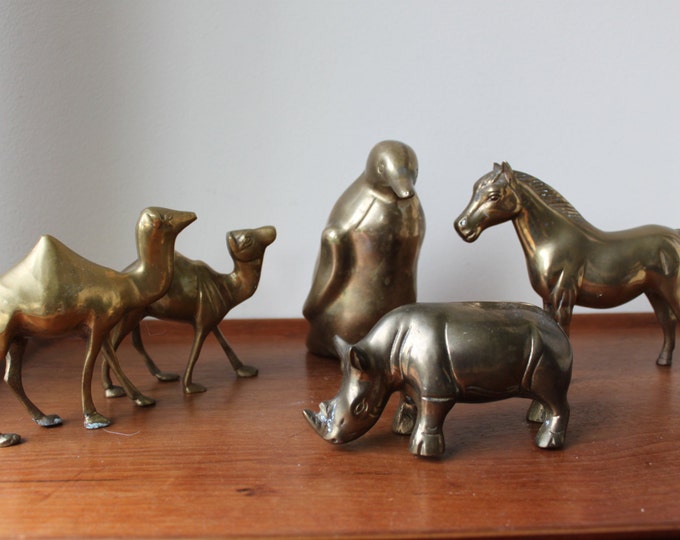 Vintage Brass Animal Figurine Horse Penguin Camel Sold Etsy