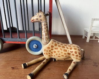 Rare: Antique Wooden Toy, Schoenhut USA Humpty Dumpty Circus series, Giraffe
