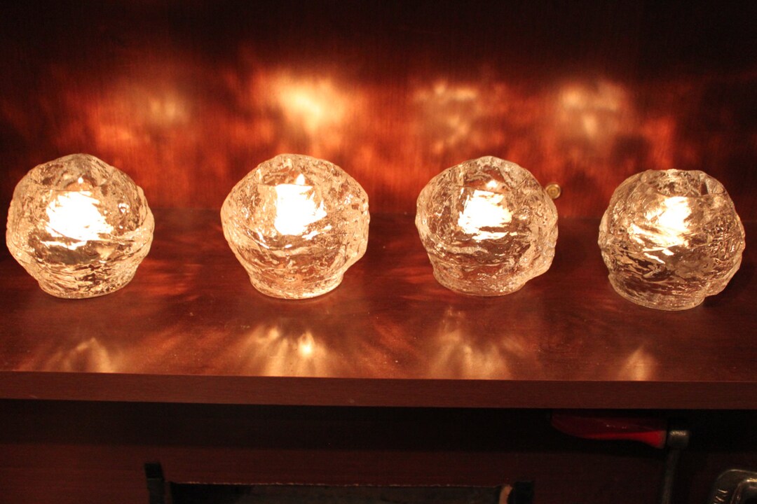 Vintage Kosta Boda, 2 Medium Snowball, Candle Holders, Sweden