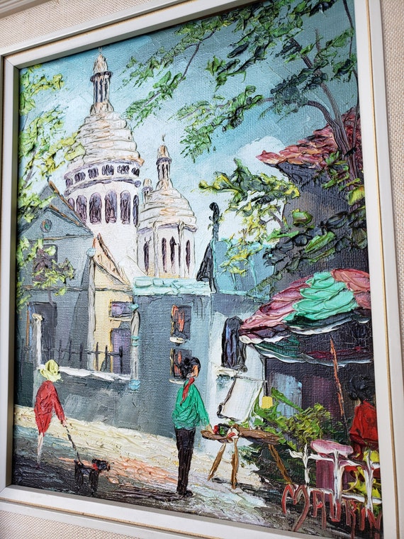Vintage Original Oil Painting by Maurin Serpolette, 1970s Paris
